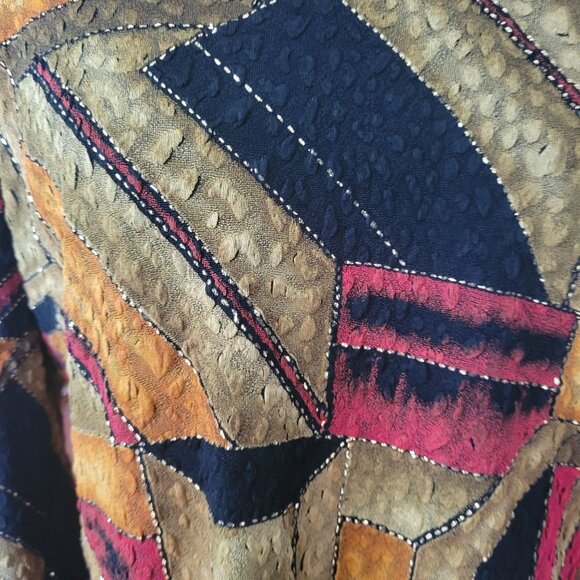 Chicos Design Womens Patchwork Long Sleeve Top Size 1 - Picture 3 of 5